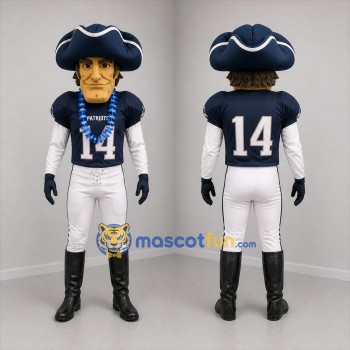 Custom Blue and White Patriot Mascot Costume Adult Full Body Suit for Football Games