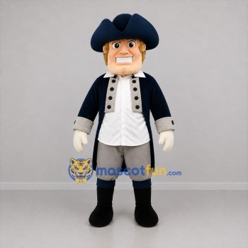 Custom Blue and Gray Colonial Soldier Mascot Costume Adult Full Body Suit for Historical Events