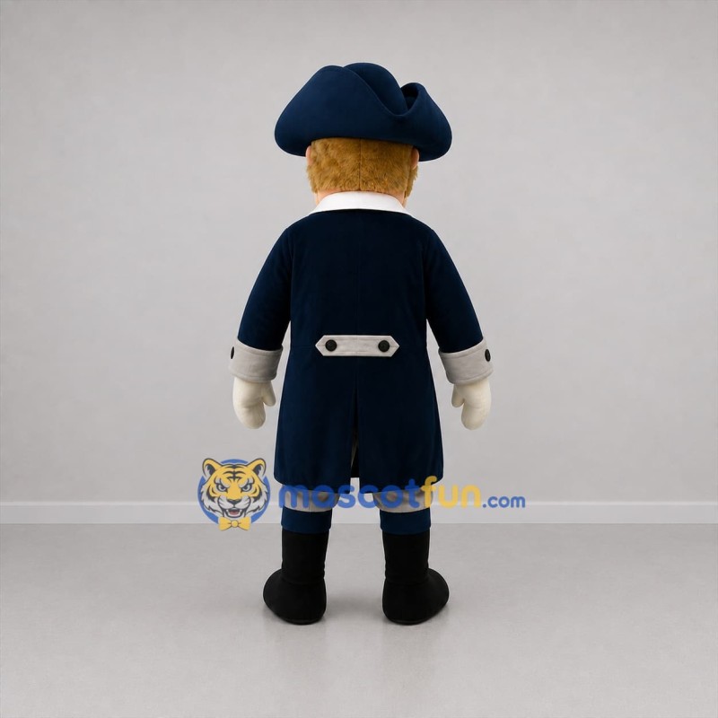 Custom Blue and Gray Colonial Soldier Mascot Costume Adult Full Body Suit for Historical Events