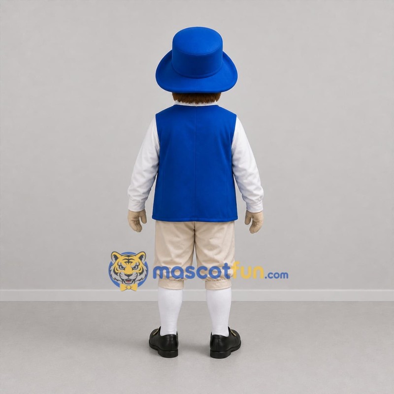 Custom Blue and White Gentleman Mascot Costume Adult Full Body Suit for Historical Events