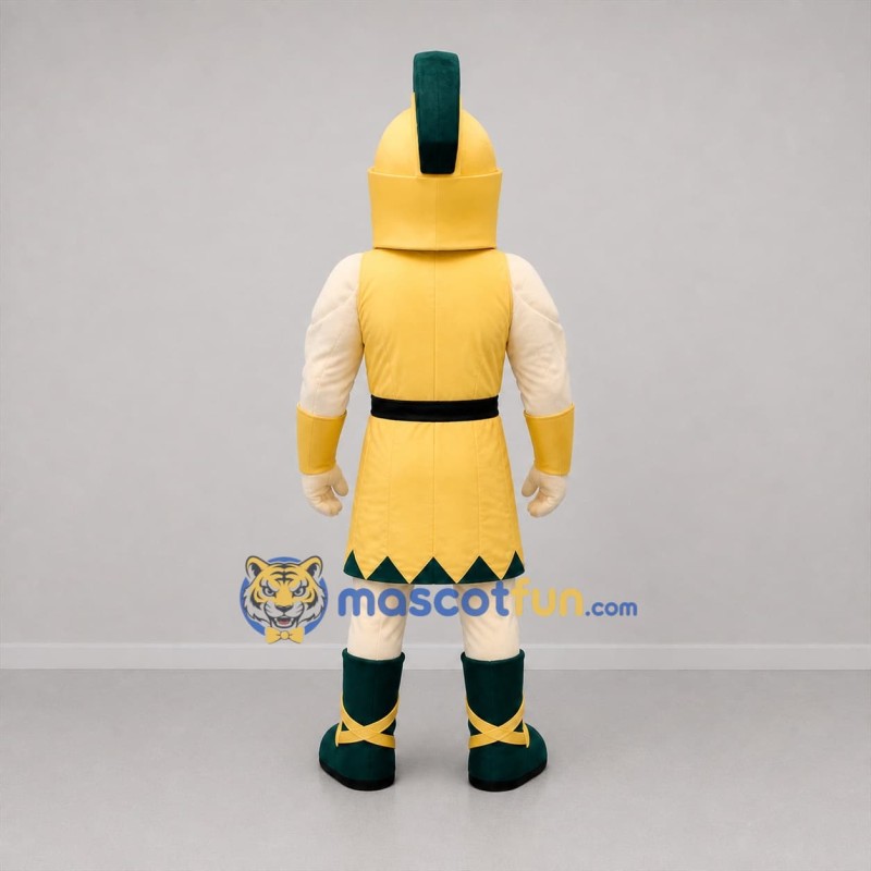 Custom Gold and Green Spartan Warrior Mascot Costume Adult Full Body Suit for Sports Events
