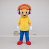 Custom Yellow and Blue Boy with Headphones Mascot Costume Adult Full Body Suit for Music Events