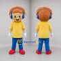 Custom Yellow and Blue Boy with Headphones Mascot Costume Adult Full Body Suit for Music Events
