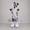 Custom White and Purple Spotted Canine Mascot Costume Adult Full Body Suit for Cosplay Events