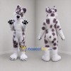 Custom White and Purple Spotted Canine Mascot Costume Adult Full Body Suit for Cosplay Events