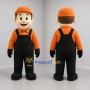 Custom Orange and Black Worker Mascot Costume Adult Full Body Suit for Trade Shows