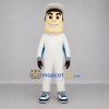 Custom White and Blue Racing Driver Mascot Costume Adult Full Body Suit for Motorsport Events