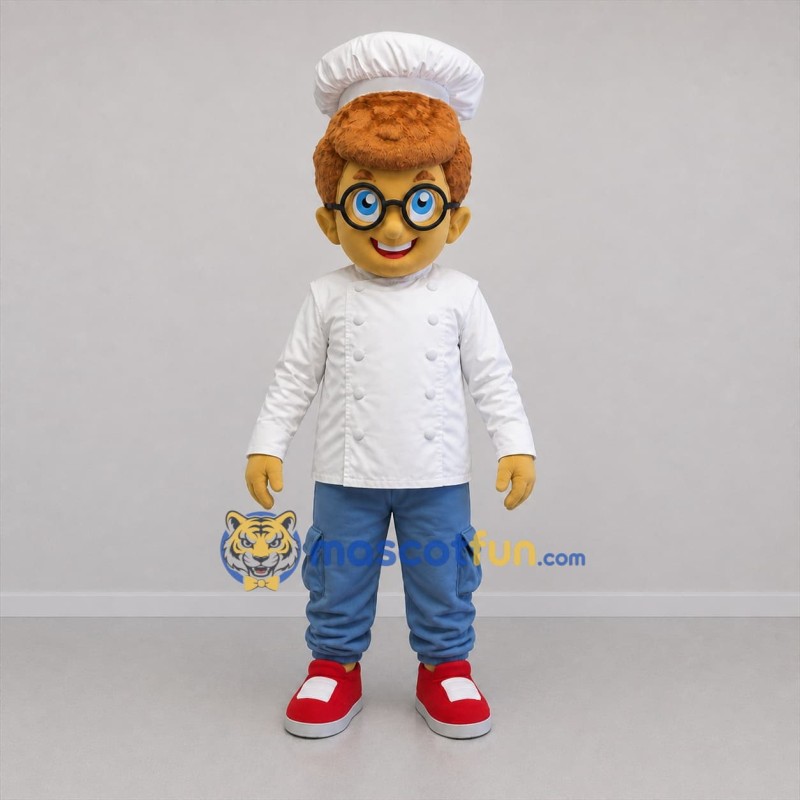 Custom White and Blue Chef Mascot Costume Adult Full Body Suit for Food Festivals