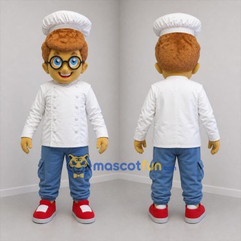 Custom White and Blue Chef Mascot Costume Adult Full Body Suit for Food Festivals