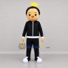 Custom Black and Gold Crowned Boy Mascot Costume Adult Full Body Suit for Birthday Parties