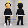 Custom Black and Gold Crowned Boy Mascot Costume Adult Full Body Suit for Birthday Parties
