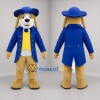 Custom Tan and Blue Gentleman Dog Mascot Costume Adult Full Body Suit for Theater Events