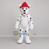 Custom White and Red Firefighter Dalmatian Mascot Costume Adult Full Body Suit for Fire Safety Events