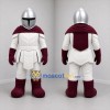 Custom White and Burgundy Knight Mascot Costume Adult Full Body Suit for Medieval Festivals