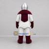 Custom White and Burgundy Knight Mascot Costume Adult Full Body Suit for Medieval Festivals