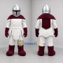 Custom White and Burgundy Knight Mascot Costume Adult Full Body Suit for Medieval Festivals