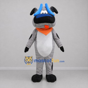Custom Gray and Blue Dog Mascot Costume Adult Full Body Suit for School Events
