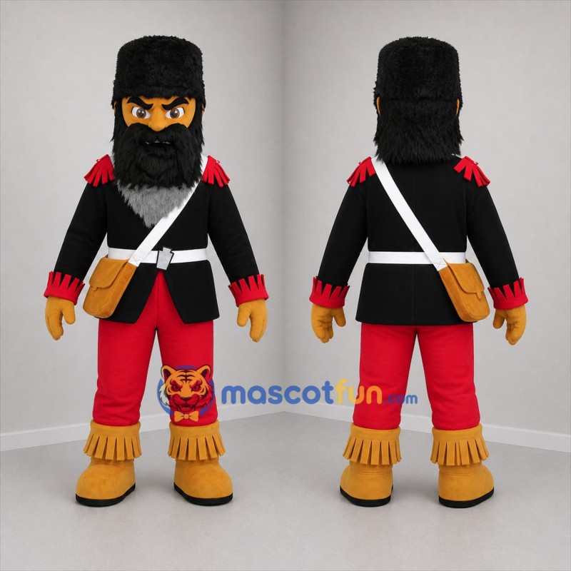 Custom Black and Red Ceremonial Soldier Mascot Costume Adult Full Body Suit for Parades
