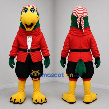 Custom Green and Red Pirate Parrot Mascot Costume Adult Full Body Suit for Pirate Parties