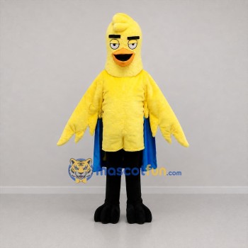 Custom Yellow and Blue Superhero Bird Mascot Costume Adult Full Body Suit for School Events