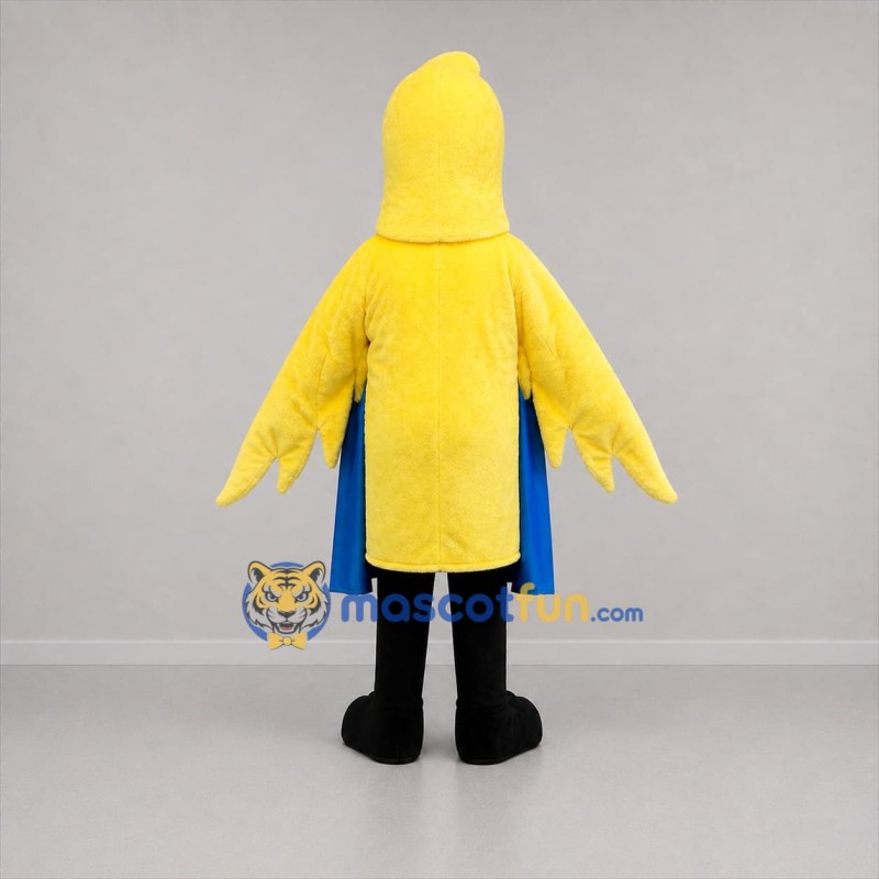 Custom Yellow and Blue Superhero Bird Mascot Costume Adult Full Body Suit for School Events