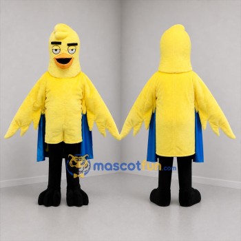 Custom Yellow and Blue Superhero Bird Mascot Costume Adult Full Body Suit for School Events