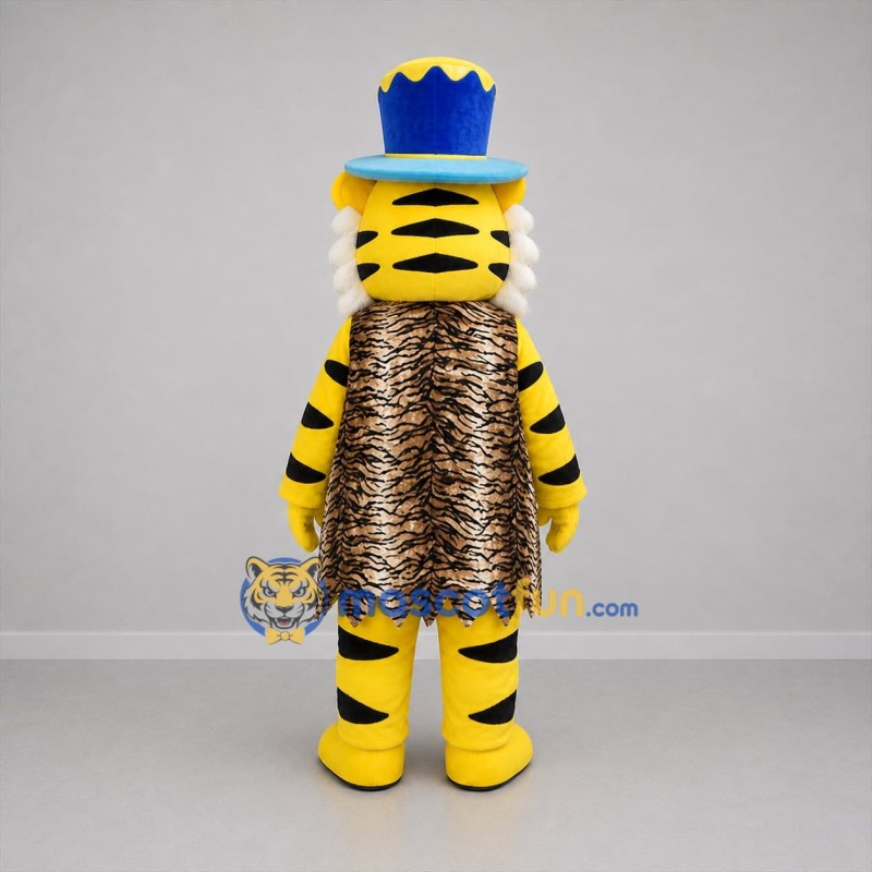 Custom Yellow and Blue Tiger King Mascot Costume Adult Full Body Suit for Theater Events