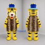 Custom Yellow and Blue Tiger King Mascot Costume Adult Full Body Suit for Theater Events