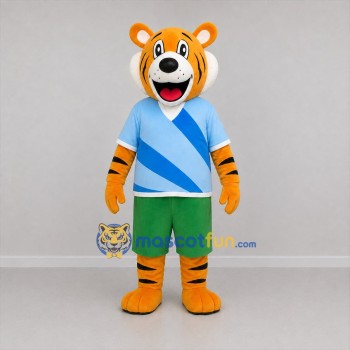 Custom Orange and Blue Tiger Mascot Costume Adult Full Body Suit for Sports Events