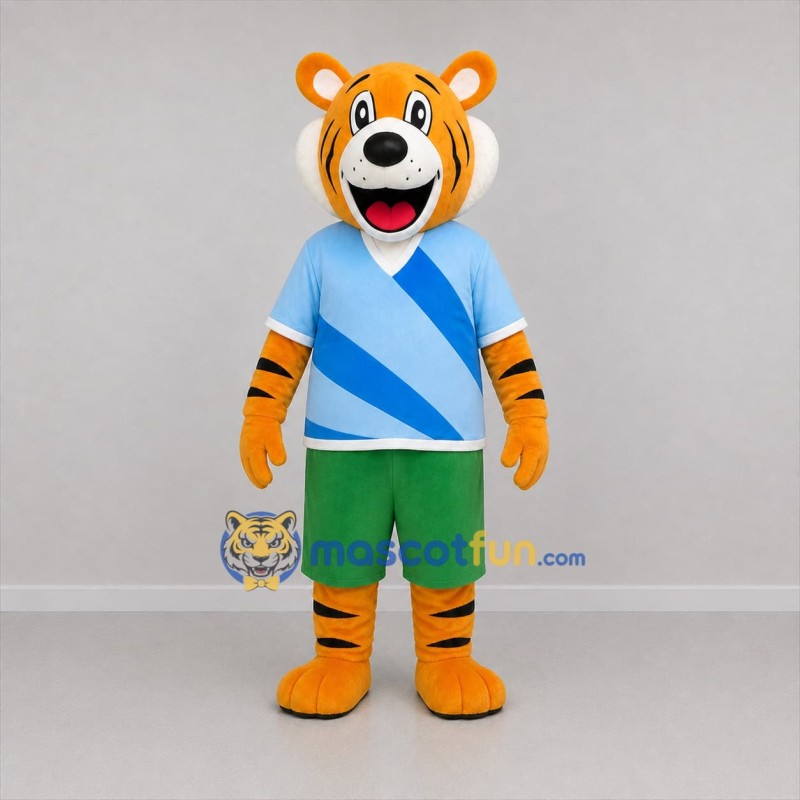 Custom Orange and Blue Tiger Mascot Costume Adult Full Body Suit for Sports Events