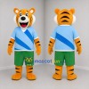 Custom Orange and Blue Tiger Mascot Costume Adult Full Body Suit for Sports Events