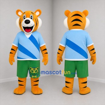 Custom Orange and Blue Tiger Mascot Costume Adult Full Body Suit for Sports Events