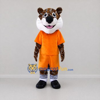Custom Brown and Orange Spotted Cat Mascot Costume Adult Full Body Suit for Sports Events