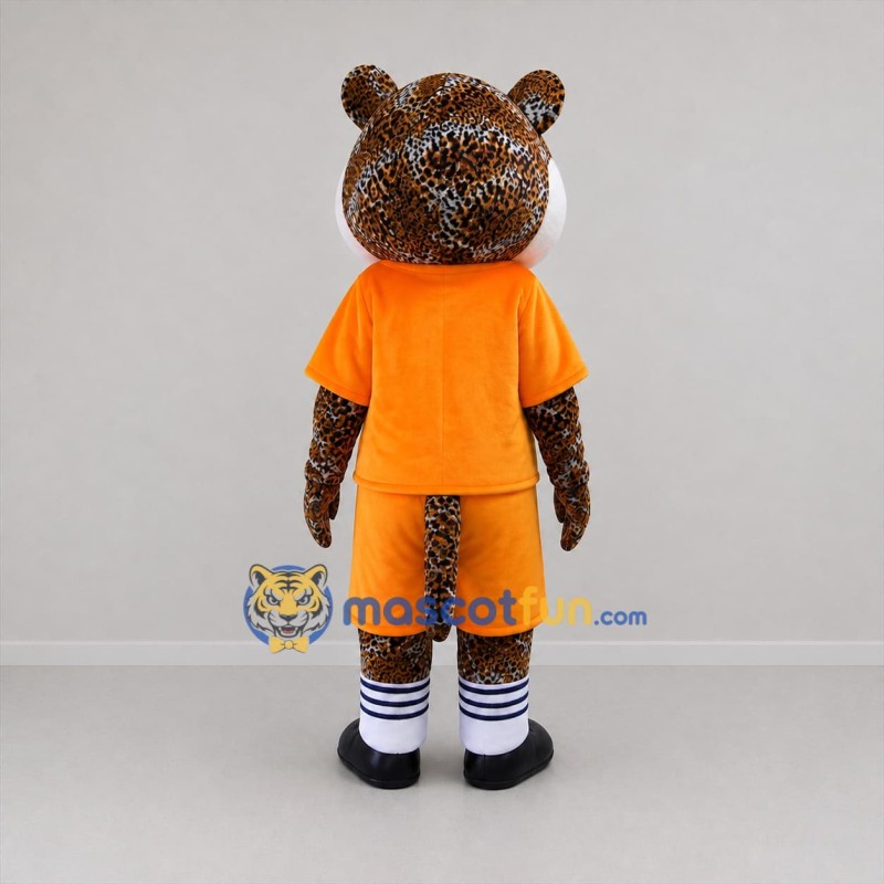 Custom Brown and Orange Spotted Cat Mascot Costume Adult Full Body Suit for Sports Events