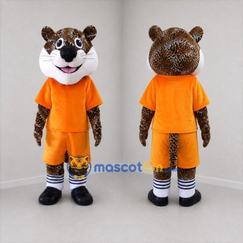 Custom Brown and Orange Spotted Cat Mascot Costume Adult Full Body Suit for Sports Events