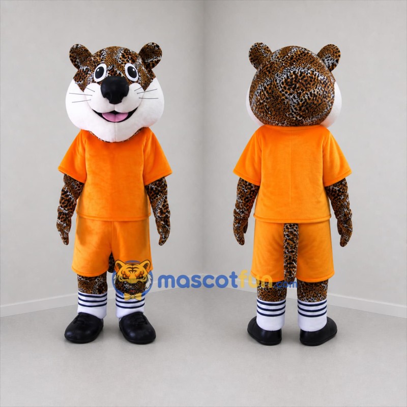 Custom Brown and Orange Spotted Cat Mascot Costume Adult Full Body Suit for Sports Events
