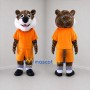 Custom Brown and Orange Spotted Cat Mascot Costume Adult Full Body Suit for Sports Events