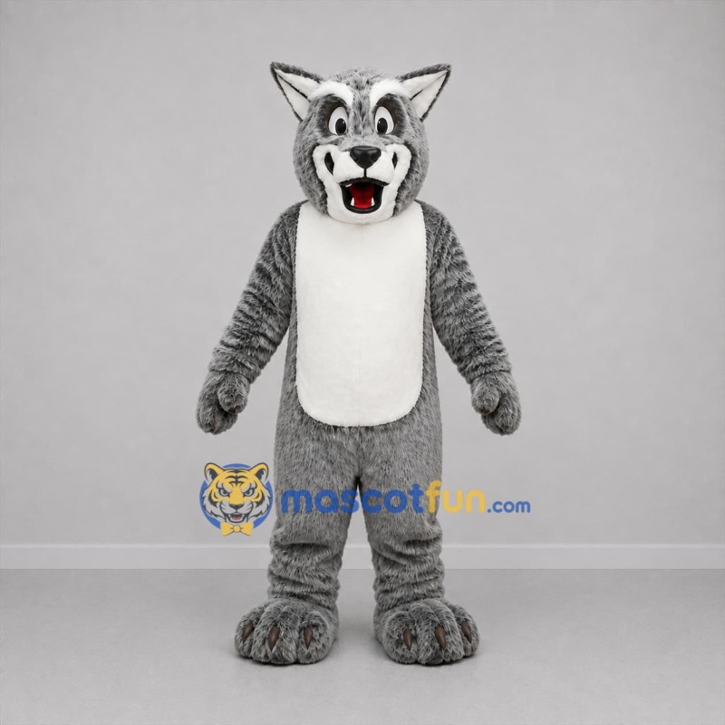 Custom Gray and White Wolf Mascot Costume Adult Full Body Suit for Wildlife Events