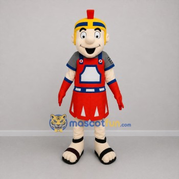 Custom Red and Gold Warrior Mascot Costume Adult Full Body Suit for Sports Events