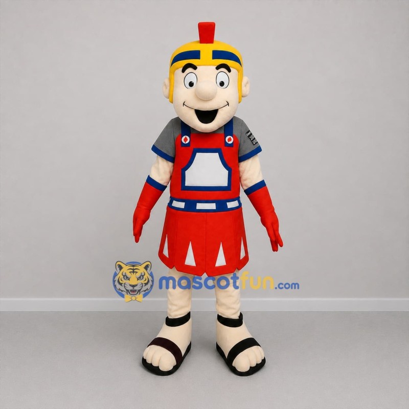Custom Red and Gold Warrior Mascot Costume Adult Full Body Suit for Sports Events