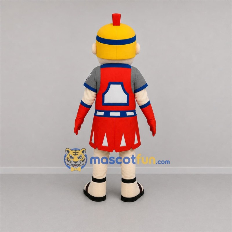 Custom Red and Gold Warrior Mascot Costume Adult Full Body Suit for Sports Events