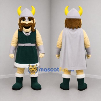 Custom Green and Silver Viking Mascot Costume Adult Full Body Suit for Historical Events