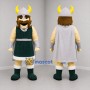 Custom Green and Silver Viking Mascot Costume Adult Full Body Suit for Historical Events