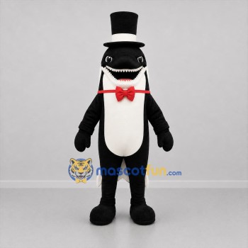 Custom Black and White Gentleman Shark Mascot Costume Adult Full Body Suit for Ocean Events