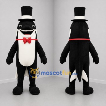 Custom Black and White Gentleman Shark Mascot Costume Adult Full Body Suit for Ocean Events