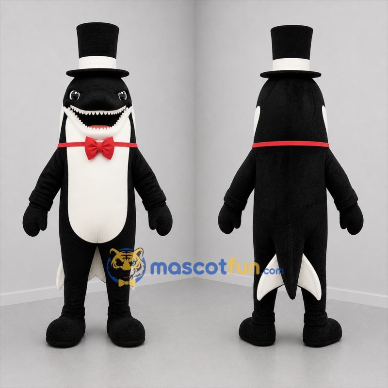 Custom Black and White Gentleman Shark Mascot Costume Adult Full Body Suit for Ocean Events