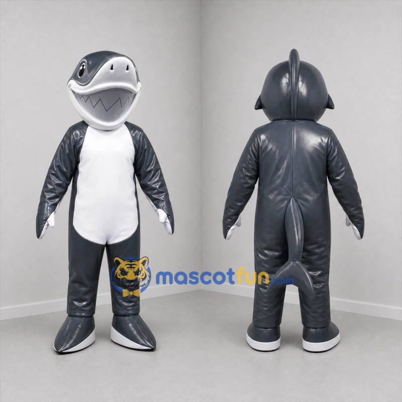 Custom Gray and White Shark Mascot Costume Adult Full Body Suit for Ocean Events