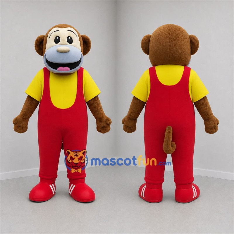 Custom Brown and Red Monkey Mascot Costume Adult Full Body Suit for School Events