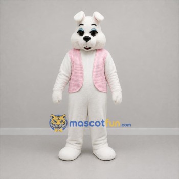 Custom White and Pink Bunny Mascot Costume Adult Full Body Suit for Easter Events