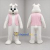 Custom White and Pink Bunny Mascot Costume Adult Full Body Suit for Easter Events